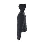 Black Leather Jacket Naked Cowhide Removable Canvas Sleeves Hoodie Concealed Gun