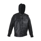 Black Leather Jacket Dream Apparel Removable Sleeves Hoodie Concealed Carry Pockets