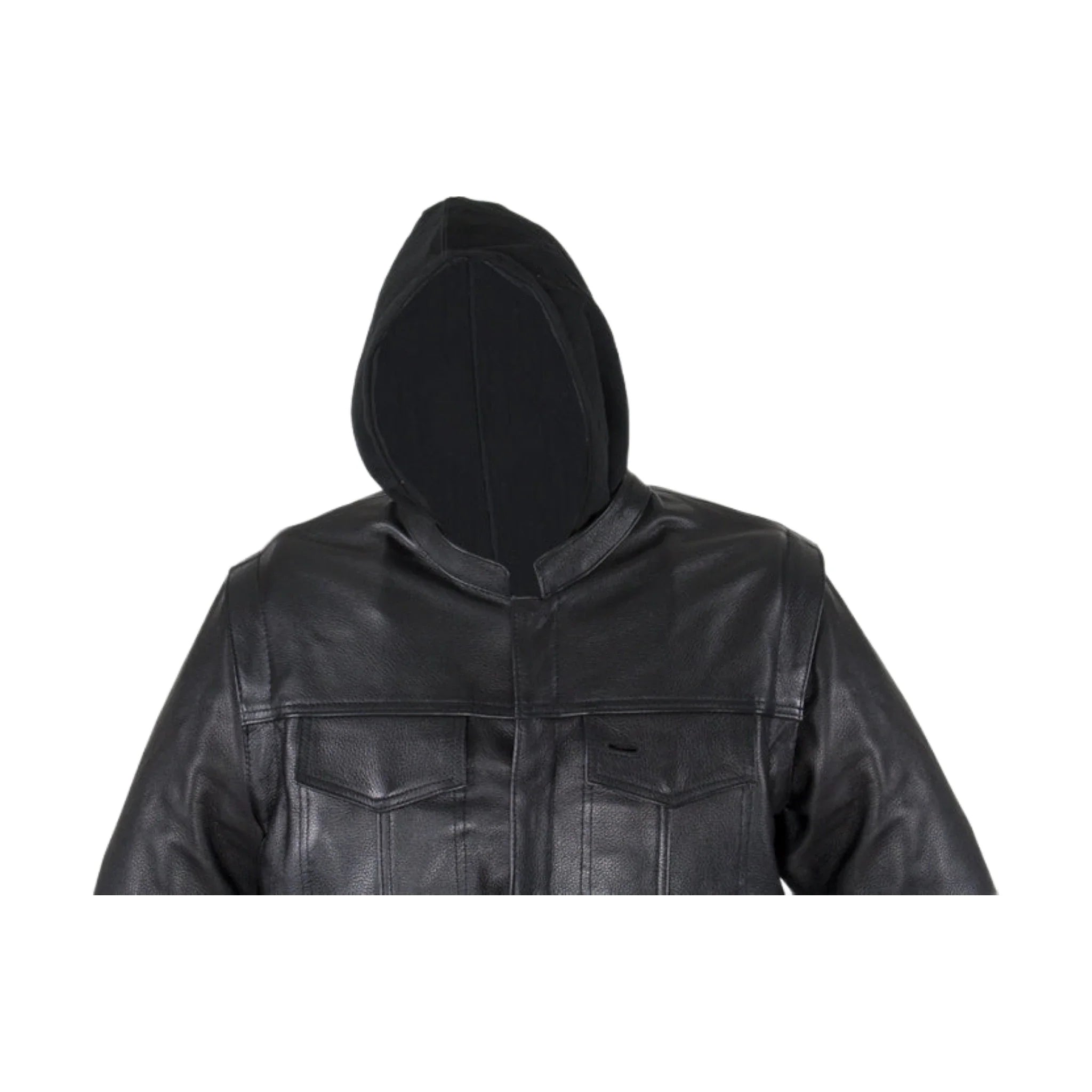 Black Leather Jacket Dream Apparel Removable Sleeves Hoodie Concealed Carry