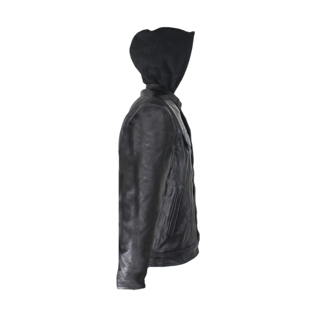 Black Leather Jacket Dream Apparel Removable Sleeves Hoodie Concealed Carry