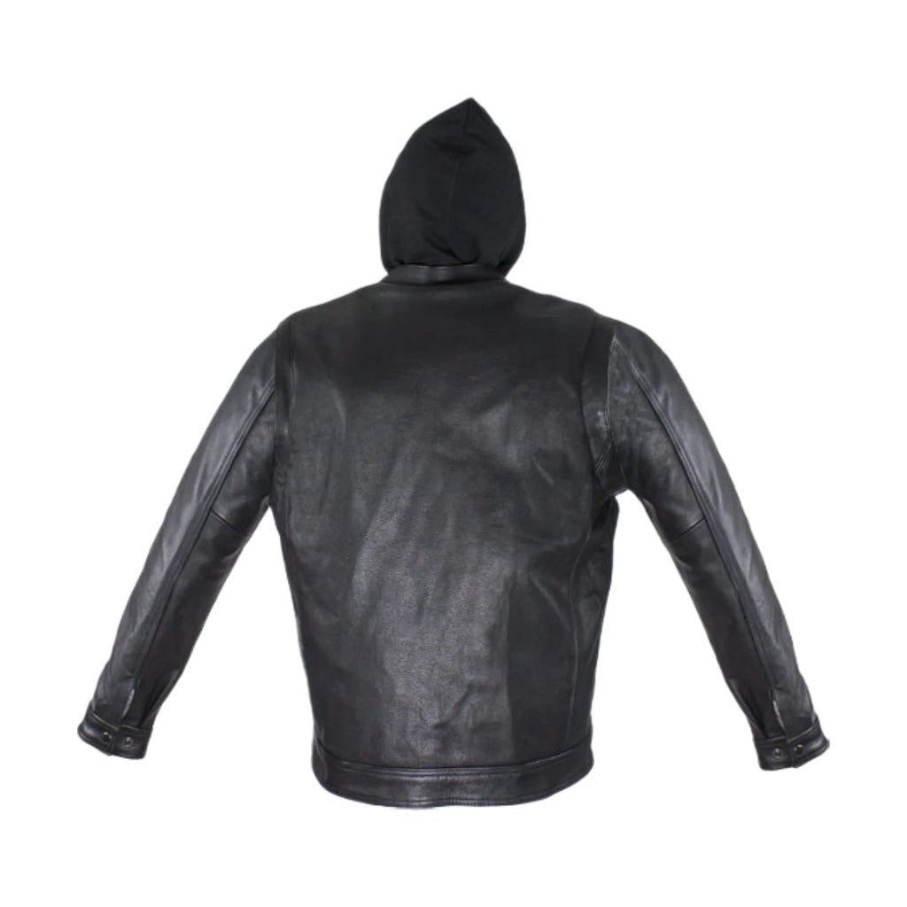 Black Leather Jacket Dream Apparel Removable Sleeves Hoodie Concealed Carry