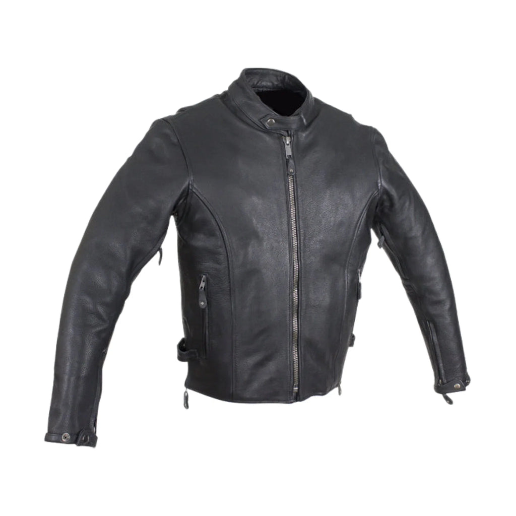 Mens Leather Motorcycle Jacket Dream Apparel With Air Vents Zip Out Lining Black