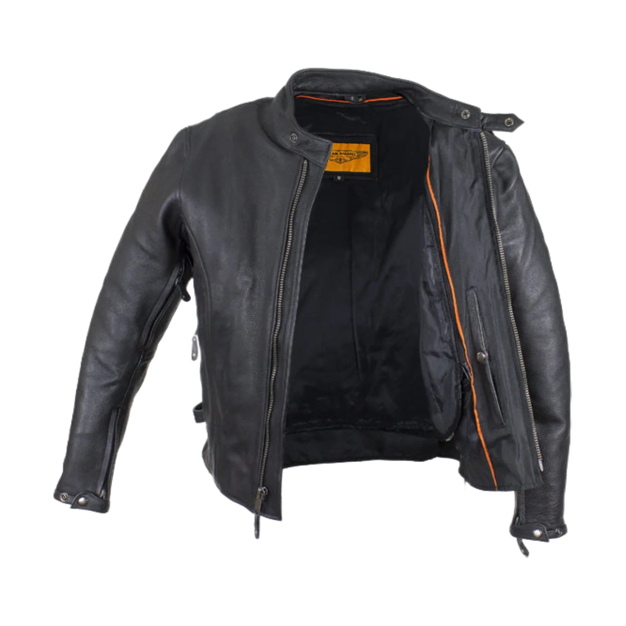 Mens Leather Motorcycle Jacket Dream Apparel With Air Vents Zip Out Lining Black