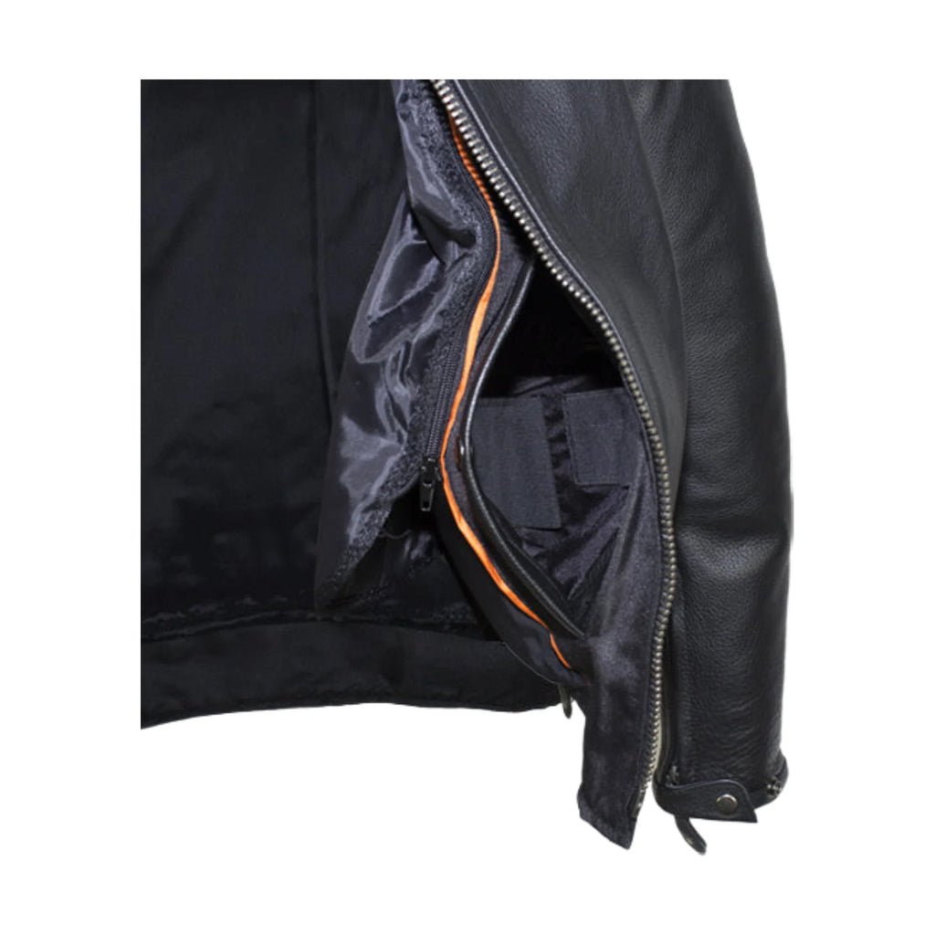 Mens Leather Motorcycle Jacket Dream Apparel With Air Vents Zip Out Lining Black