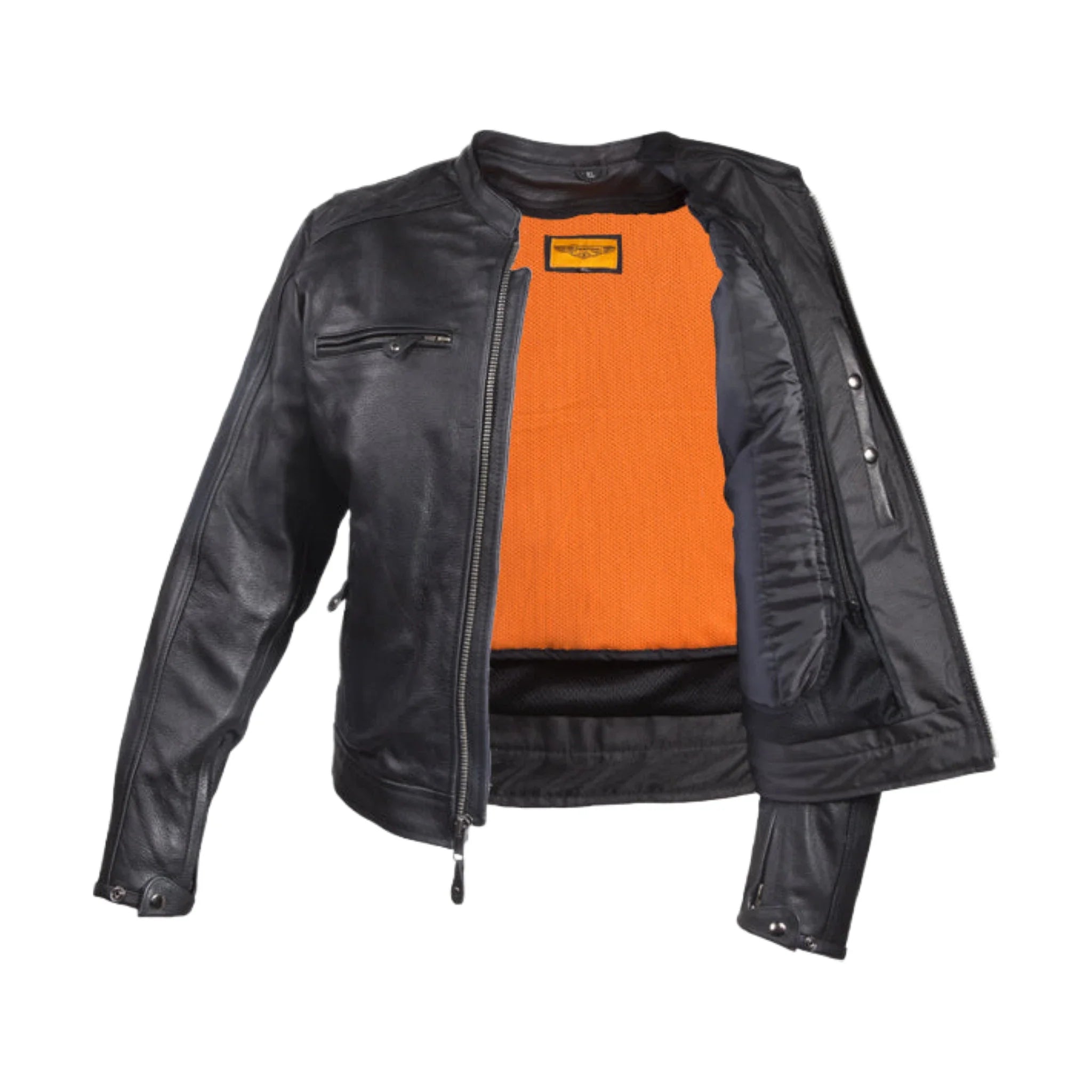 Mens Diamond Pattern Motorcycle Jacket Dream Apparel Leather Ventilated Pockets