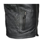 Mens Diamond Pattern Motorcycle Jacket Dream Apparel Leather Ventilated Pockets