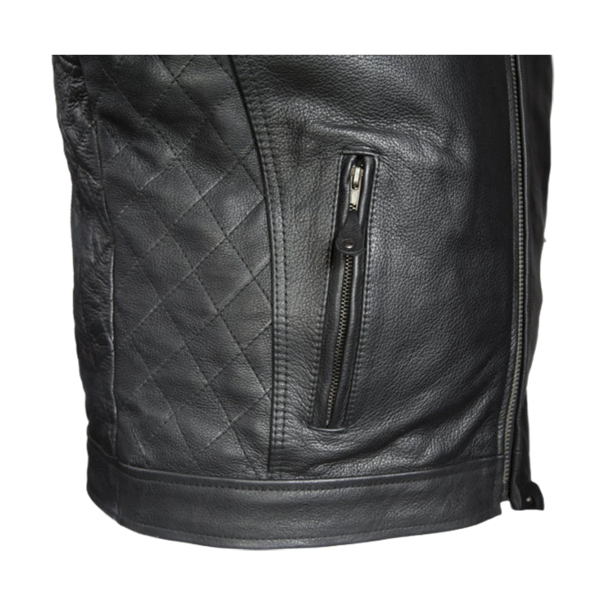 Mens Diamond Pattern Motorcycle Jacket Dream Apparel Leather Ventilated Pockets