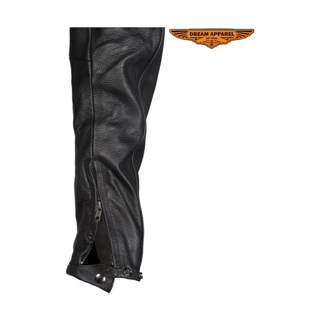 Mens Diamond Pattern Motorcycle Jacket Dream Apparel Leather Ventilated Pockets