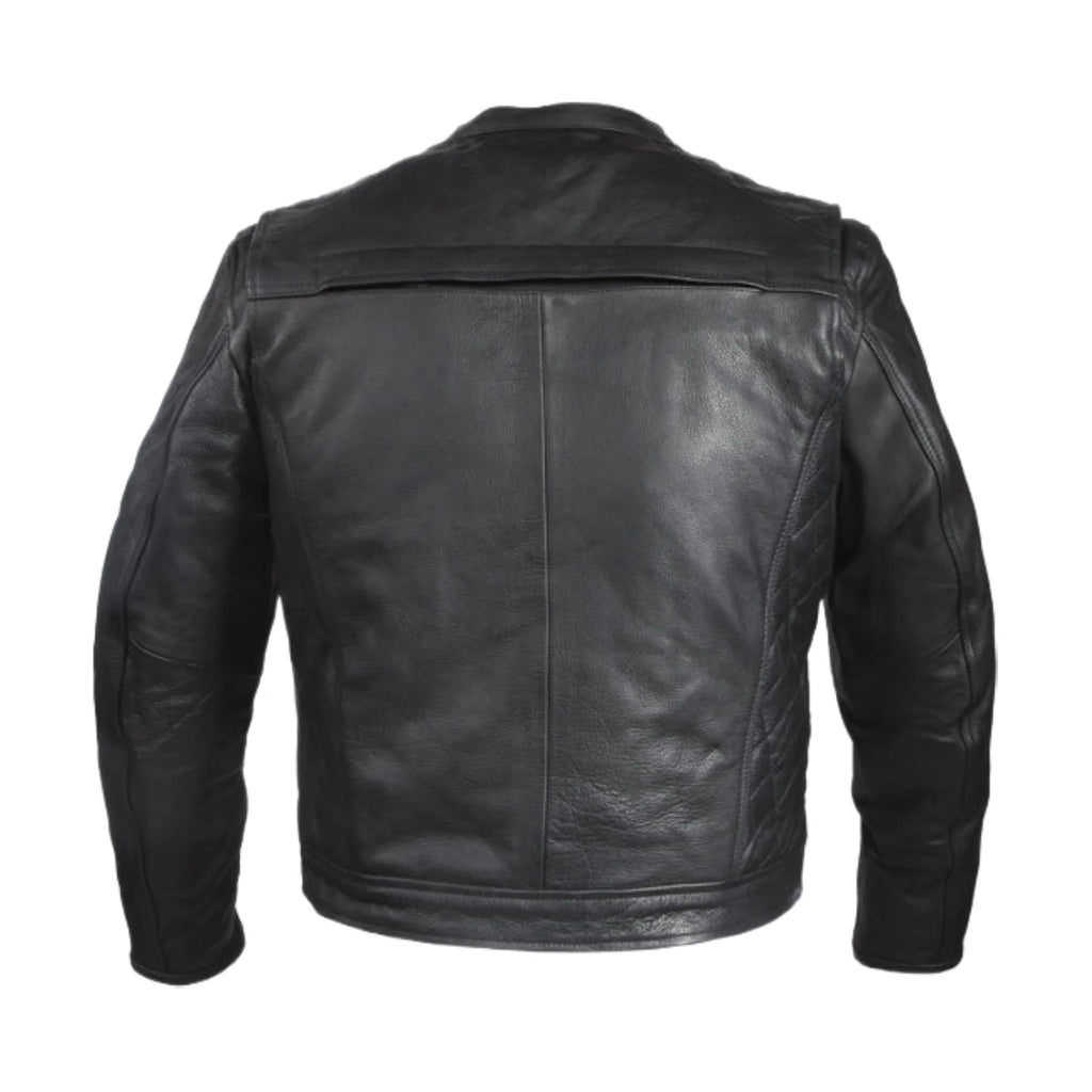 Mens Diamond Pattern Motorcycle Jacket Dream Apparel Leather Ventilated Pockets