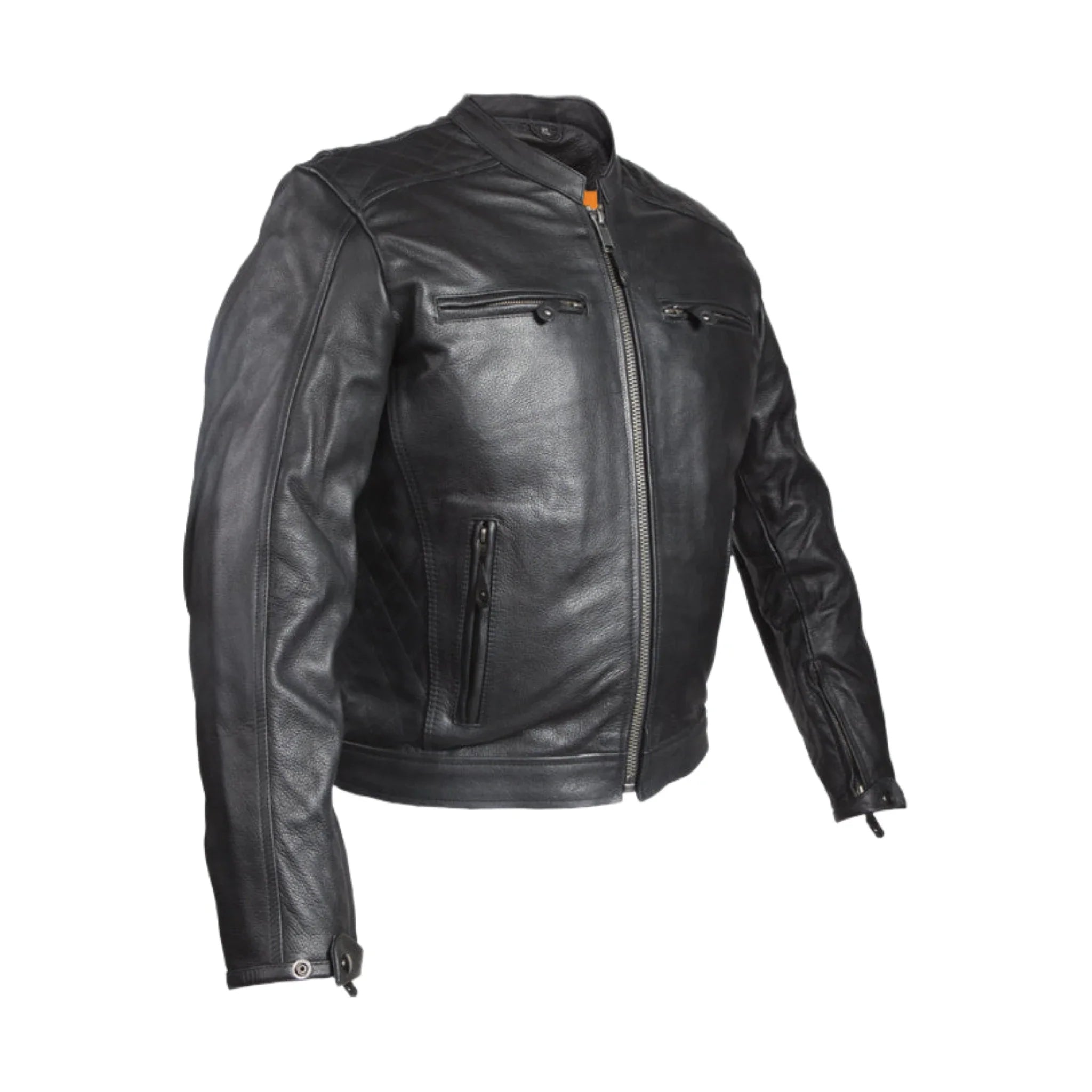 Mens Diamond Pattern Motorcycle Jacket Dream Apparel Leather Ventilated Pockets