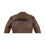 Men's Brown Naked Cowhide Leather Diamond Jacket Racing Collar Zippered Pockets