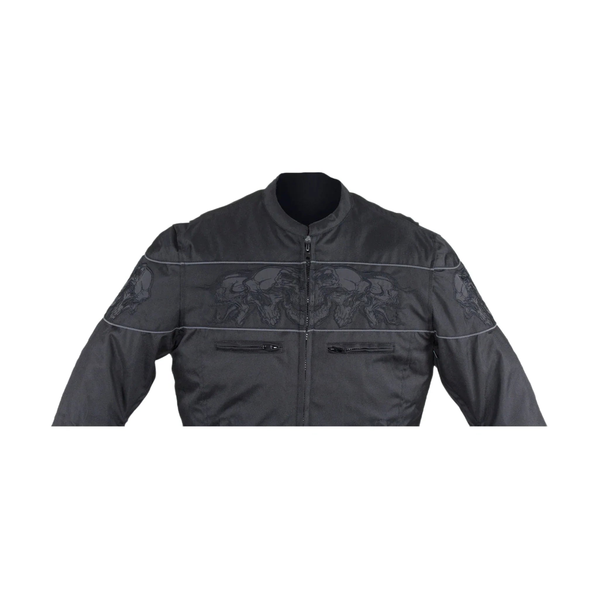 Men's Textile Concealed Carry Racing Jacket Reflective Skulls Full Sleeve Liner