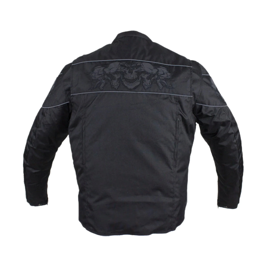 Men's Textile Concealed Carry Racing Jacket Reflective Skulls Full Sleeve Liner