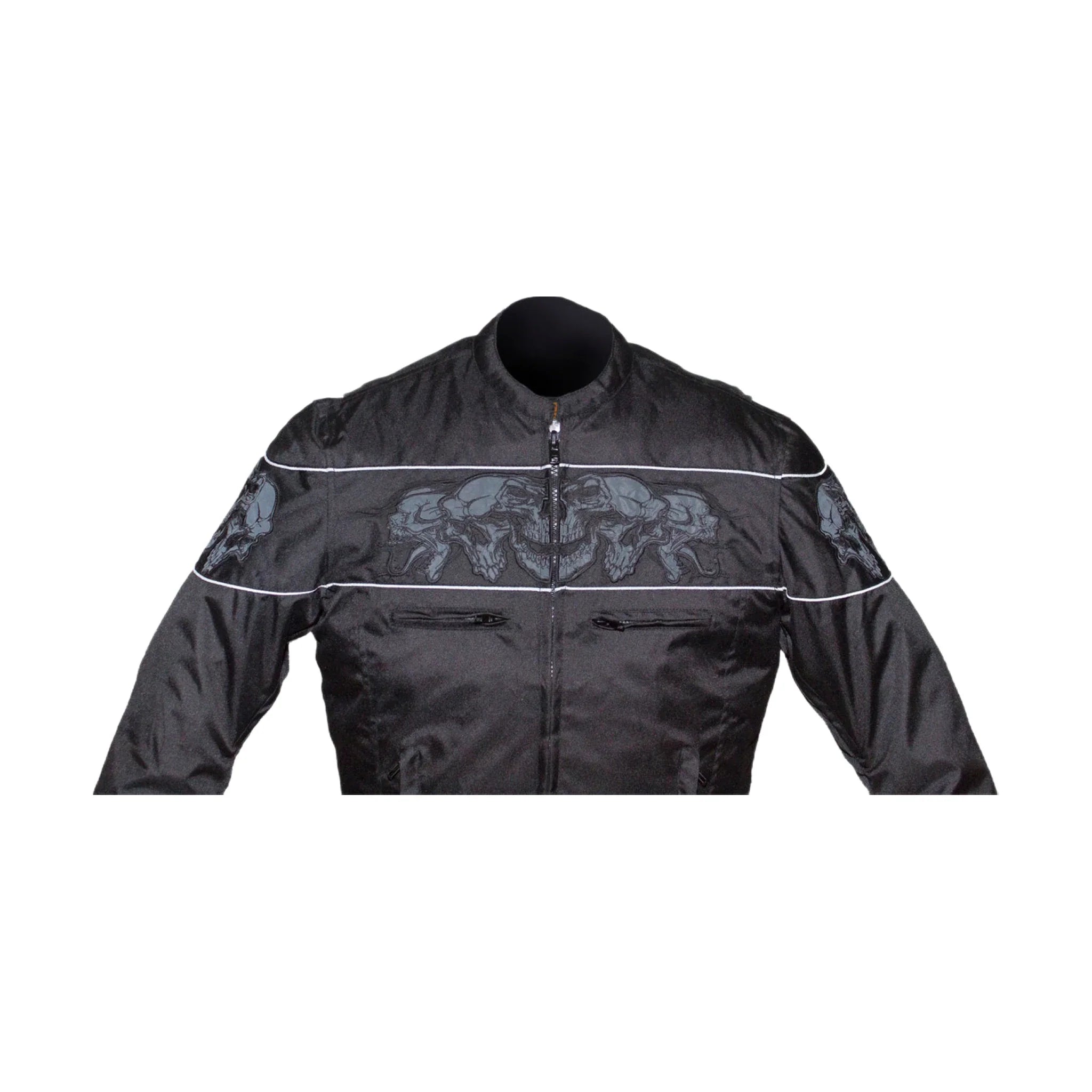 Men's Textile Concealed Carry Racing Jacket Reflective Skulls Full Sleeve Liner