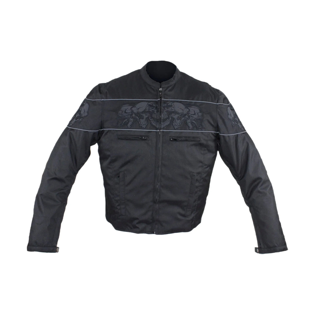 Men's Textile Concealed Carry Racing Jacket Reflective Skulls Full Sleeve Liner