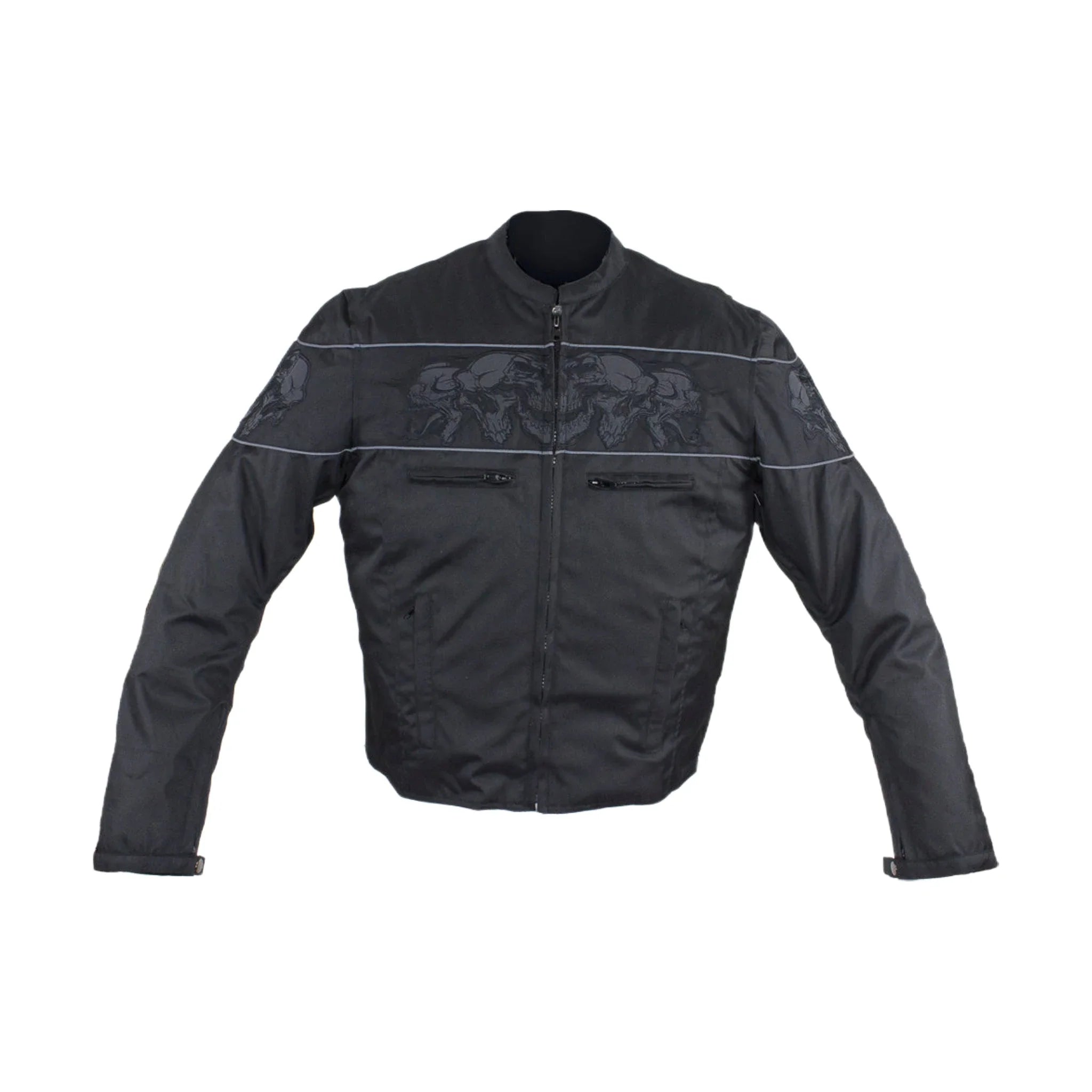 Men's Textile Concealed Carry Racing Jacket Reflective Skulls Full Sleeve Liner