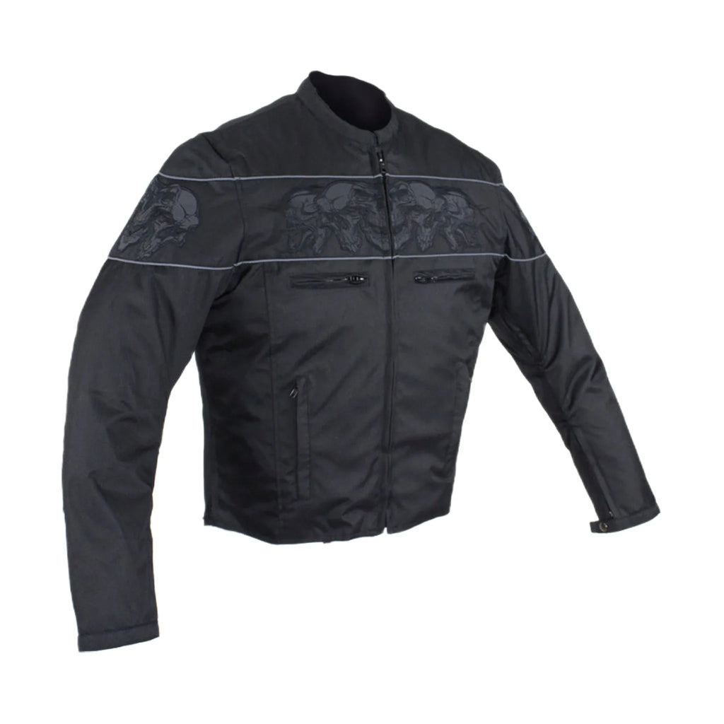 Men's Textile Concealed Carry Racing Jacket Reflective Skulls Full Sleeve Liner