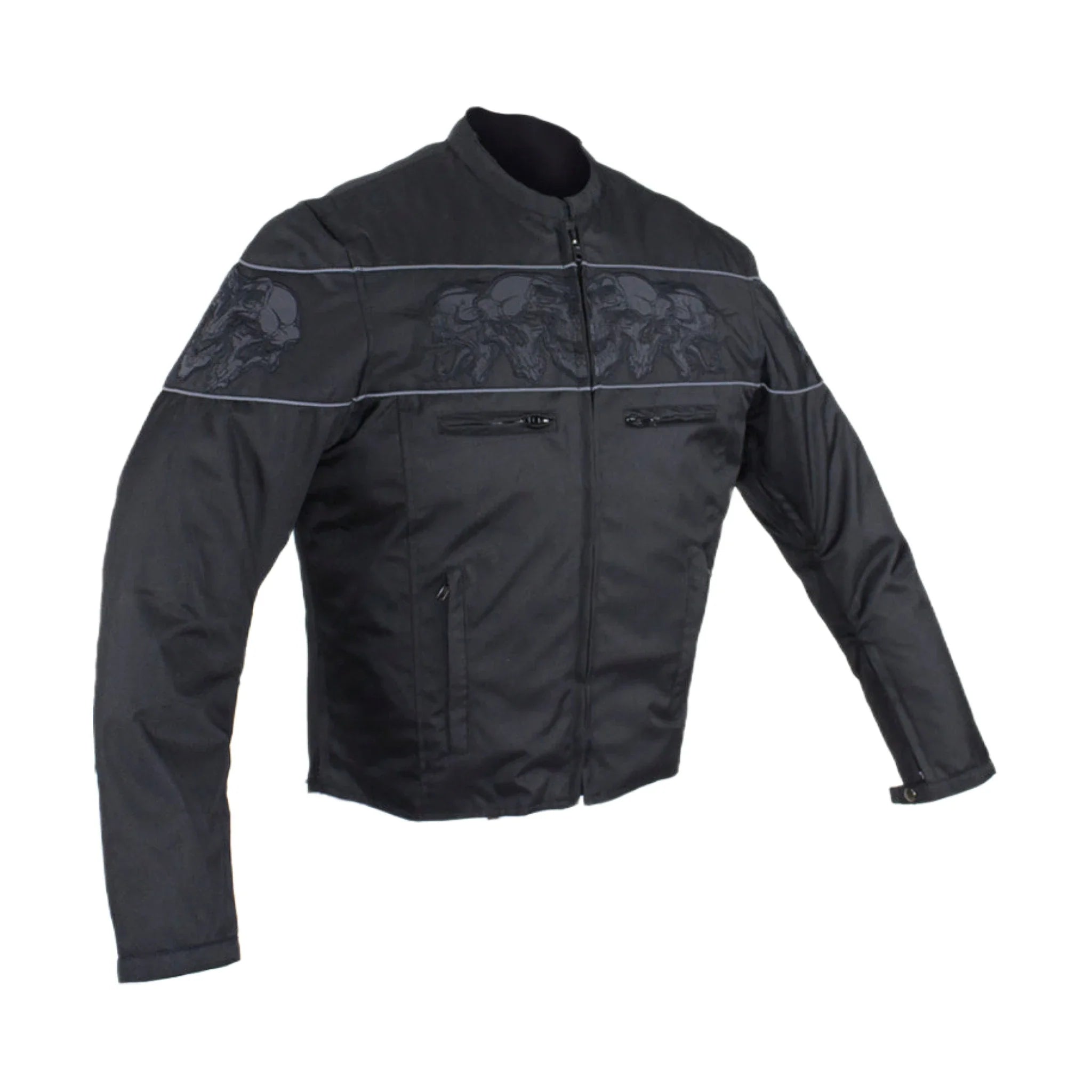 Men's Textile Concealed Carry Racing Jacket Reflective Skulls Full Sleeve Liner