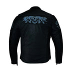 Men's Leather Concealed Carry Racing Jacket Reflective Skulls Zip-Out Liner