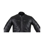 Black Pleated Genuine Leather Jacket with Concealed Carry Pockets Soft Touch