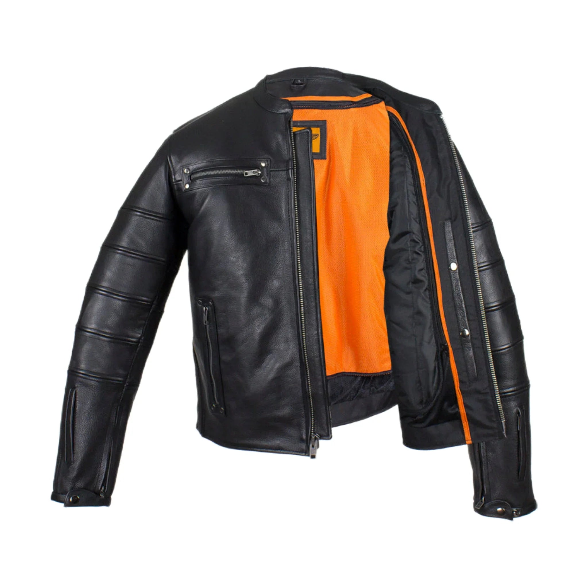 Black Pleated Genuine Leather Jacket with Concealed Carry Pockets Soft Touch