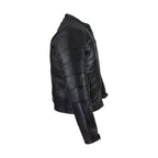 Black Pleated Genuine Leather Jacket with Concealed Carry Pockets Soft Touch