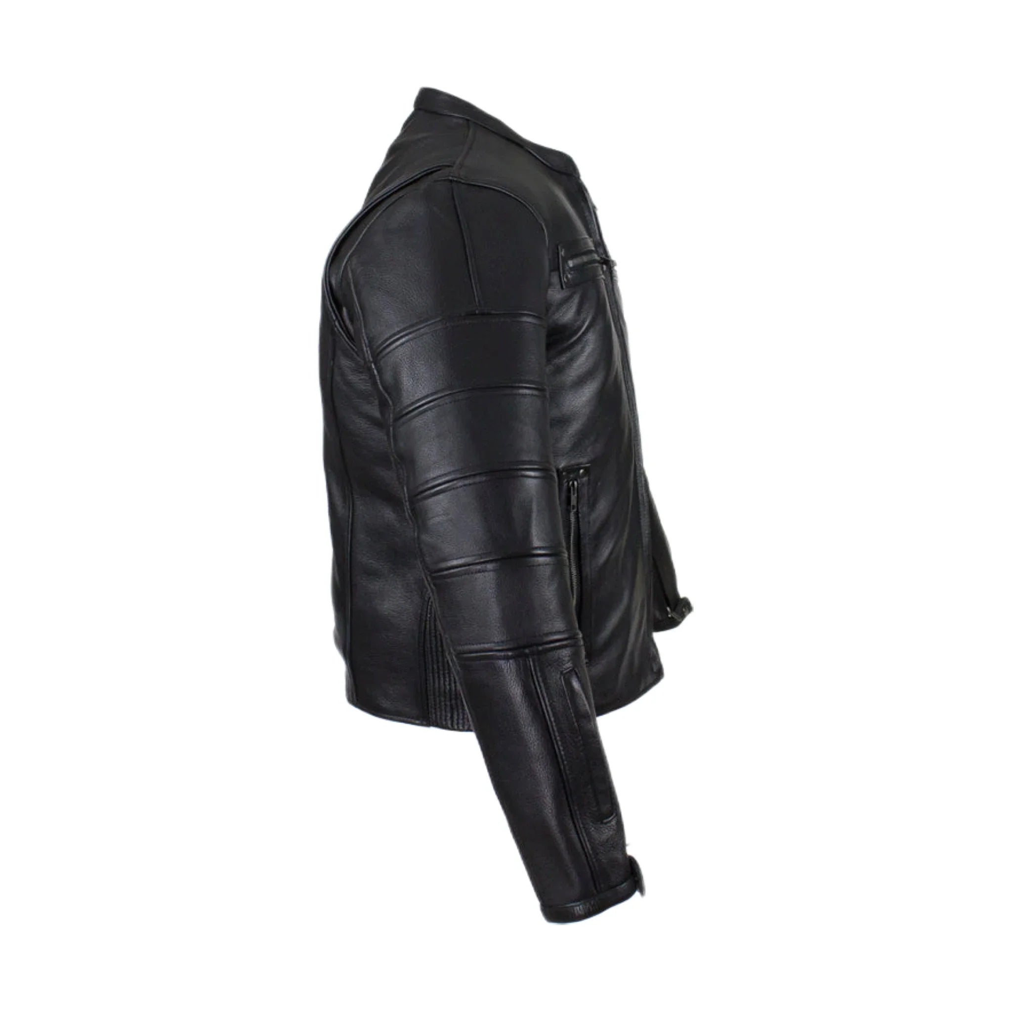 Black Pleated Genuine Leather Jacket with Concealed Carry Pockets Soft Touch