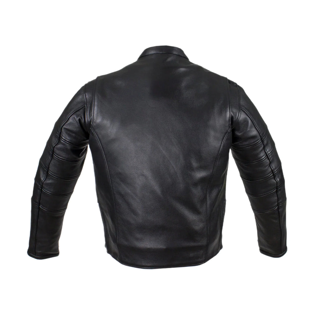 Black Pleated Genuine Leather Jacket with Concealed Carry Pockets Soft Touch