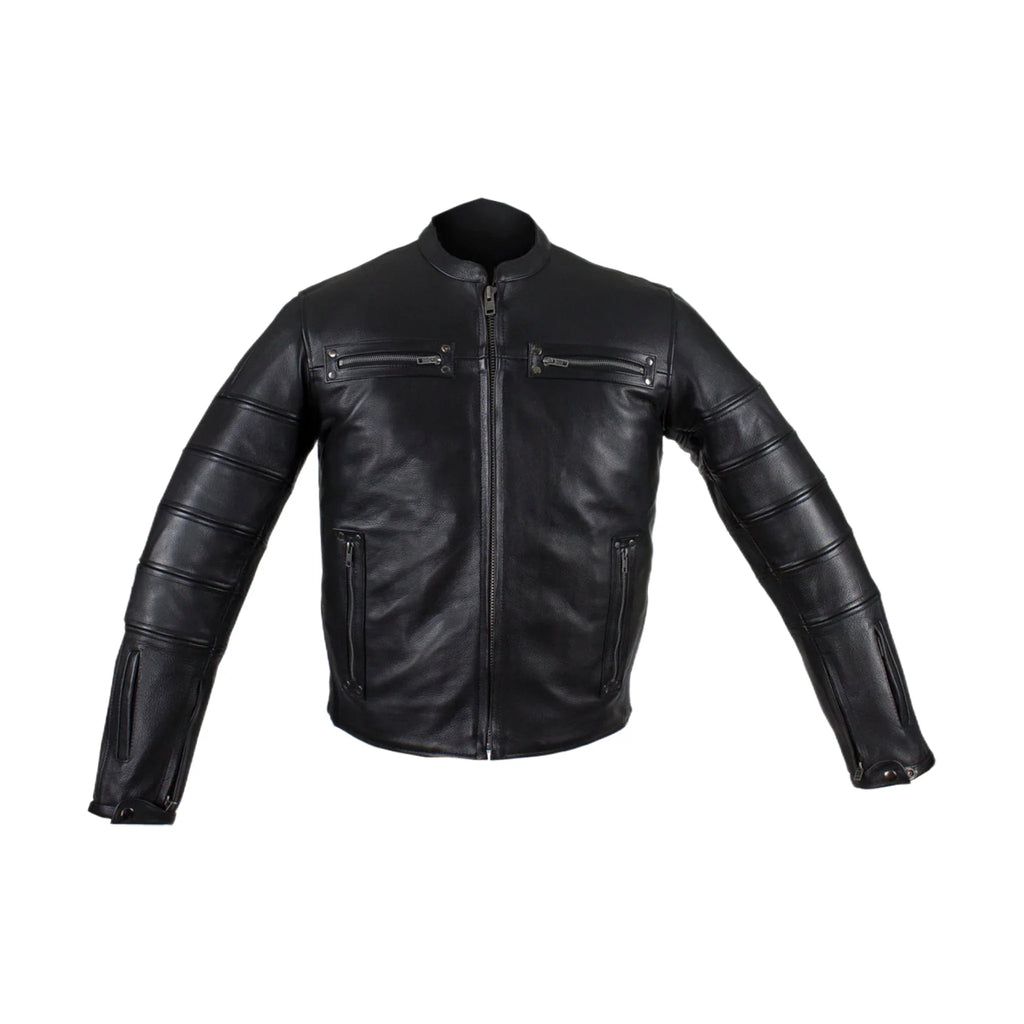 Black Pleated Genuine Leather Jacket with Concealed Carry Pockets Soft Touch