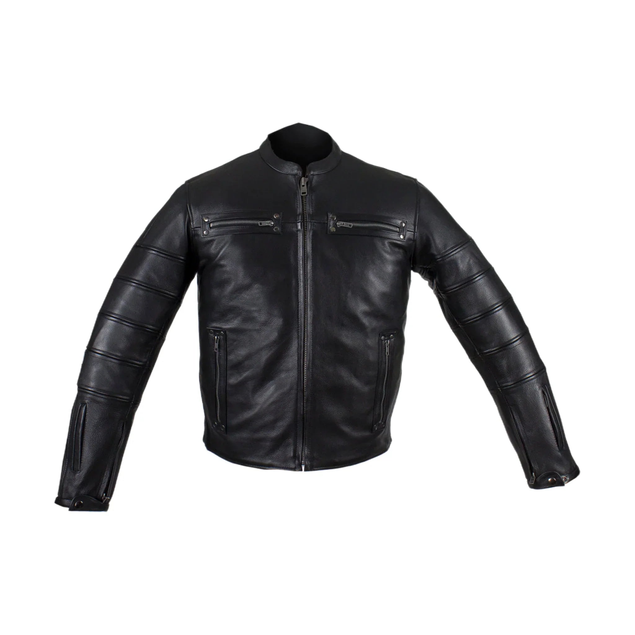 Black Pleated Genuine Leather Jacket with Concealed Carry Pockets Soft Touch