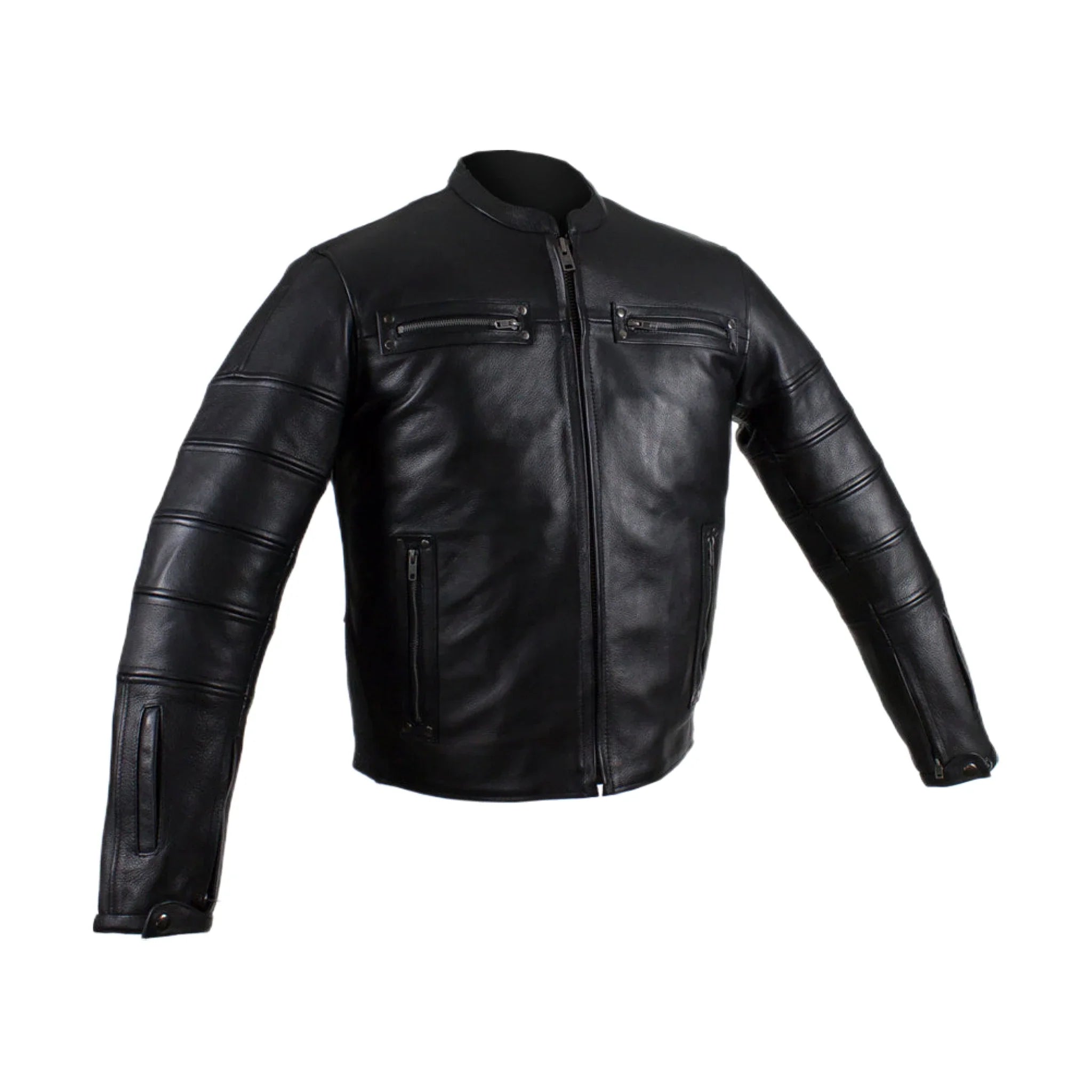Black Pleated Genuine Leather Jacket with Concealed Carry Pockets Soft Touch