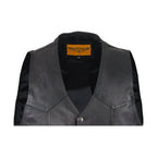 Mens Plain Black Leather Vest Heavy Duty Premium Cowhide Leather