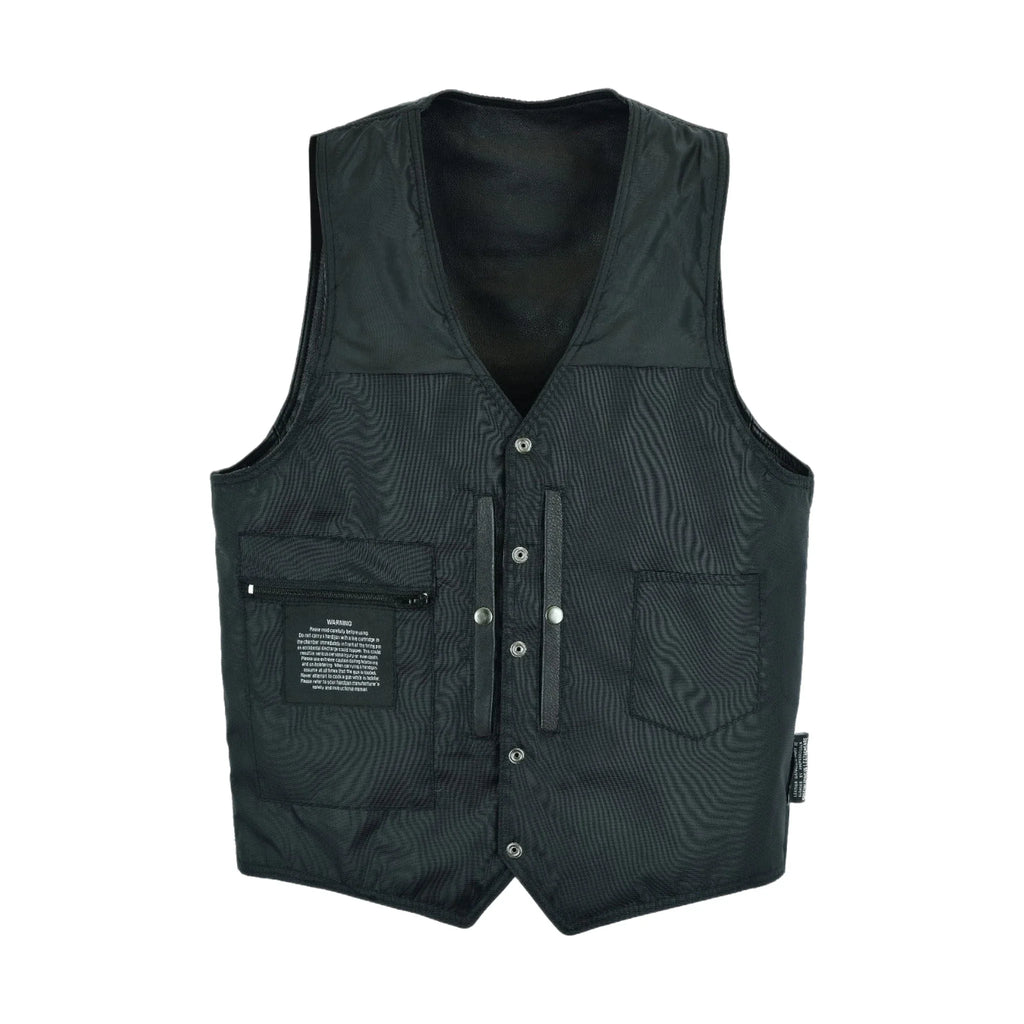 Mens Plain Black Leather Vest Heavy Duty Premium Cowhide Leather