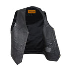 Mens Plain Black Leather Vest Heavy Duty Premium Cowhide Leather