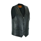 Mens Black Leather Vest Premium Cowhide Heavy Duty Concealed Gun Pockets