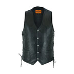 Mens Leather Vest With Concealed Carry inside Pockets Side Laces