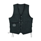 Mens Leather Vest With Concealed Carry inside Pockets Side Laces
