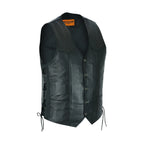 Mens Leather Vest With Concealed Carry inside Pockets Side Laces