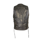Dream Apparel Men's Brown Leather Vest with Live to Ride