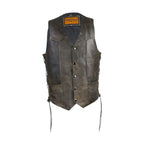 Dream Apparel Men's Brown Leather Vest with Live to Ride