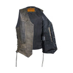 Dream Apparel Men's Brown Leather Vest with Live to Ride