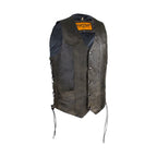 Dream Apparel Men's Brown Leather Vest with Live to Ride