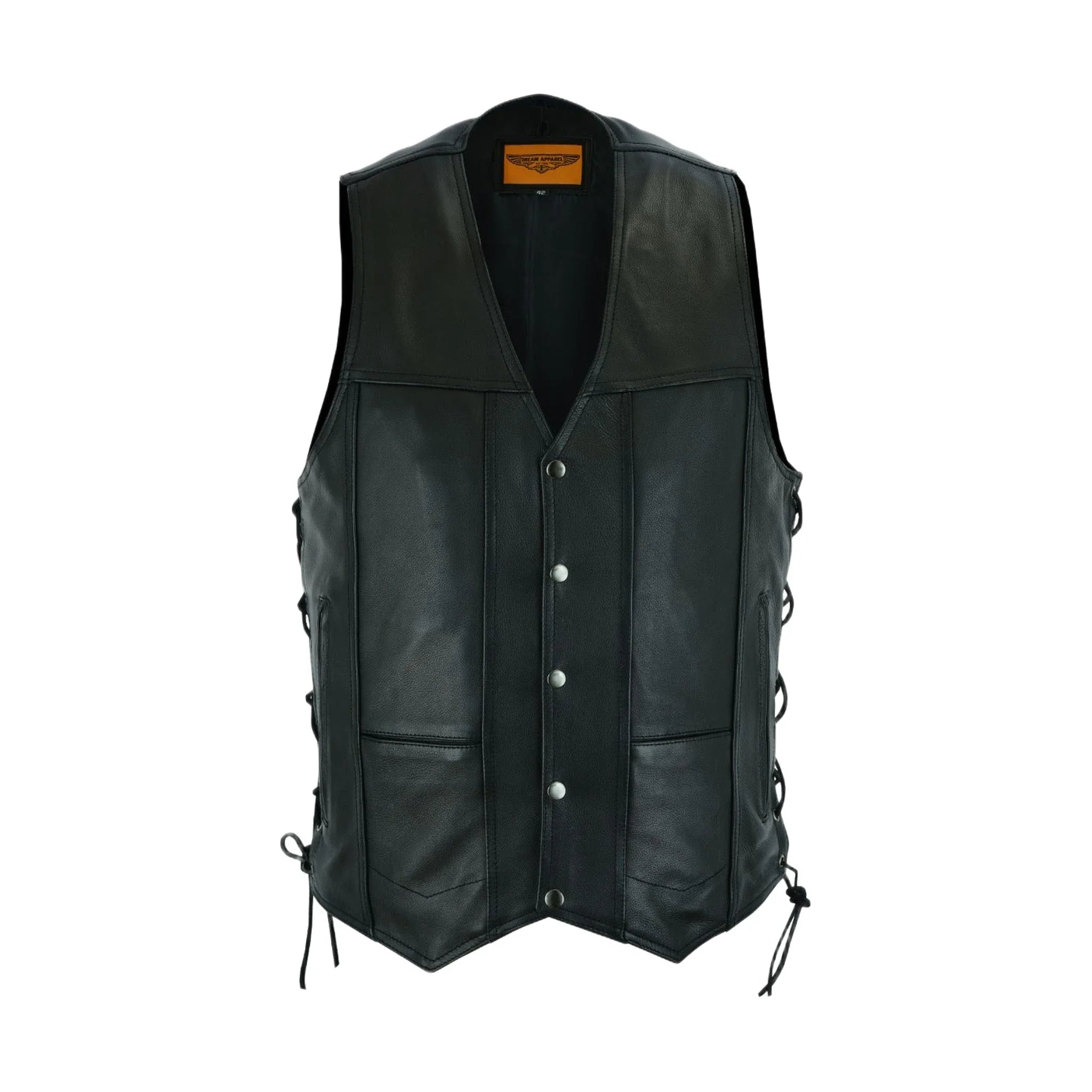 Mens Plain Leather Vest With Gun Pocket