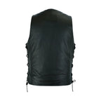 Mens Plain Leather Vest With Gun Pocket