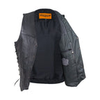 Mens Plain Leather Vest With Gun Pocket