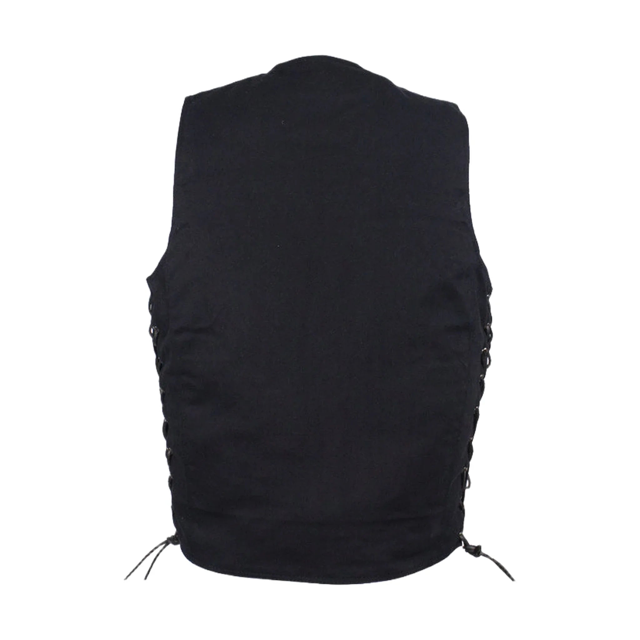 Men’s Black Denim Motorcycle Vest with Concealed Gun Pockets