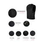 Mens Motorcycle Leather Vest With Neoprene Sides