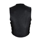Mens Motorcycle Leather Vest With Neoprene Sides