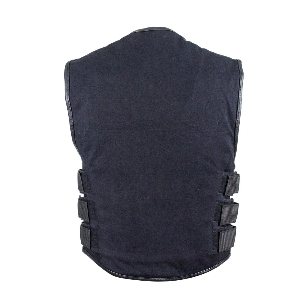 Mens Canvas Motorcycle Vest With Two Conceal Carry Pockets