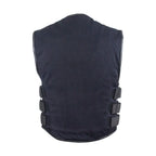 Mens Canvas Motorcycle Vest With Two Conceal Carry Pockets